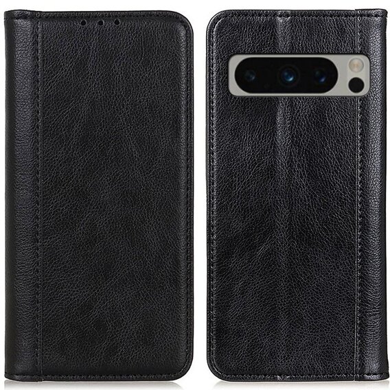 Huse pentru Google Pixel 8 Pro, Wallet Litchi Leather, negru