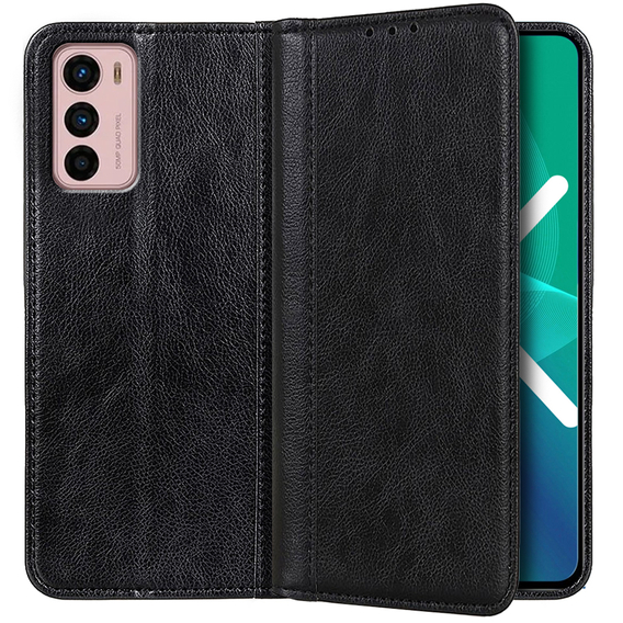 Huse pentru Motorola Moto G42 4G, Wallet Litchi Leather, negru