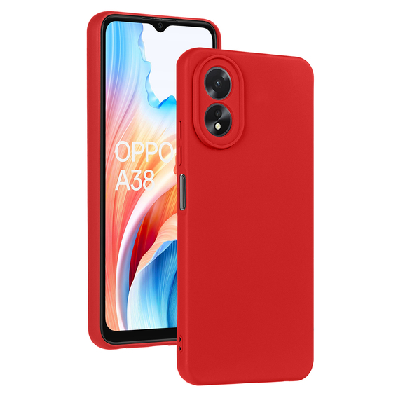 Huse pentru Oppo A18 4G / A38 4G, Silicone Lite, roșu + sticlă 9H