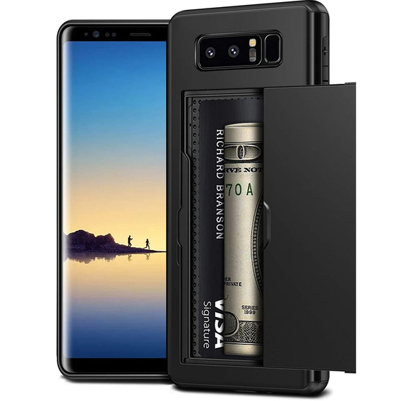 Huse pentru Samsung Galaxy Note 8, Sliding Card Holder, negru