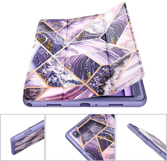 Huse pentru Samsung Galaxy Tab A7, Suritch Full Body Basic Marble, violet