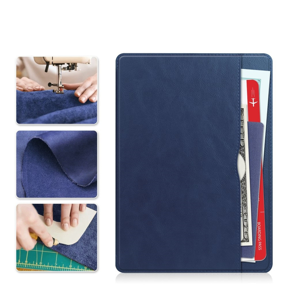 Huse pentru Samsung Galaxy Tab S9 FE, Business Card and Pen Slot, albastru