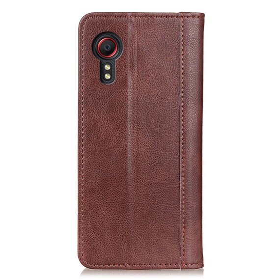 Huse pentru Samsung Galaxy Xcover 7, Wallet Litchi Leather, maro