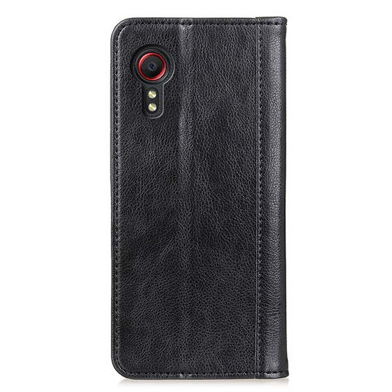 Huse pentru Samsung Galaxy Xcover 7, Wallet Litchi Leather, negru