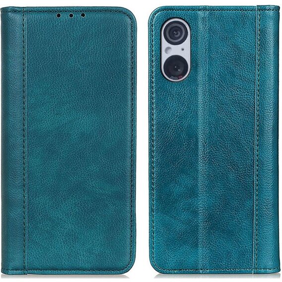 Huse pentru Sony Xperia 5 V, Wallet Litchi Leather, verde