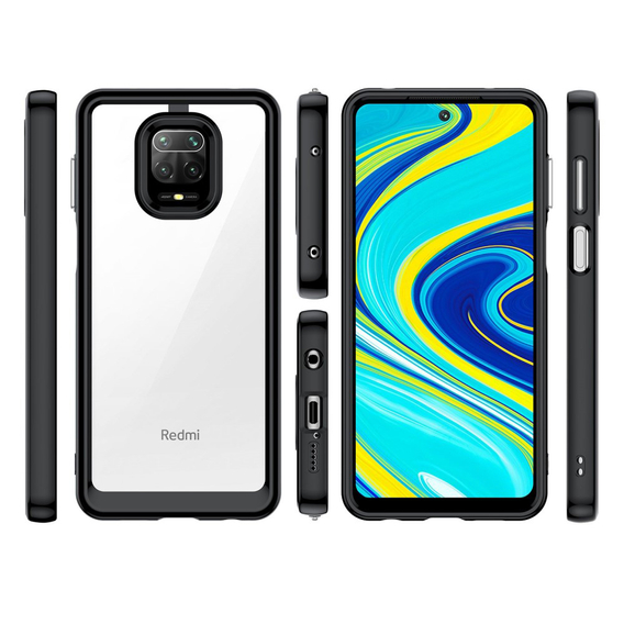 Huse pentru Xiaomi Redmi Note 9S / 9 Pro / 9 Pro Max, Fusion Hybrid, transparent / negru