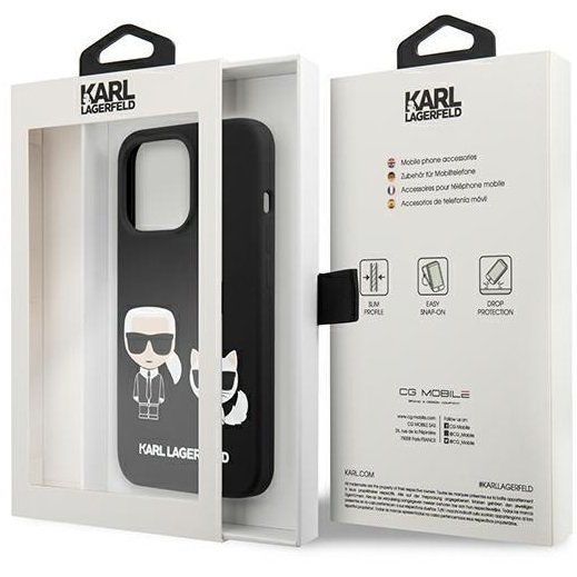 Karl Lagerfeld Huse pentru iPhone 13 Pro, Silicone Karl&Choupette, negru