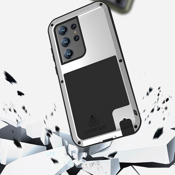 Love Mei Huse pentru Samsung Galaxy S23 Ultra, armored without glass, de argint