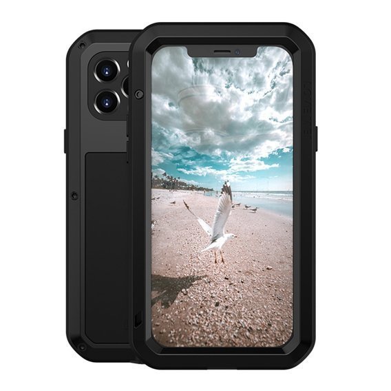 Love Mei Huse pentru iPhone 12 Pro, armored with glass, negru