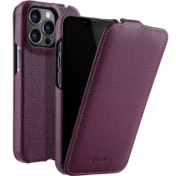 MELKCO carcasă flip pentru iPhone 13 Pro, piele, flip, violet