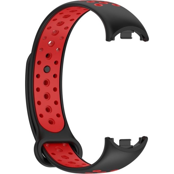 Pasek Silikonowy do Xiaomi Smart Band 8, Czarny / Czerwony