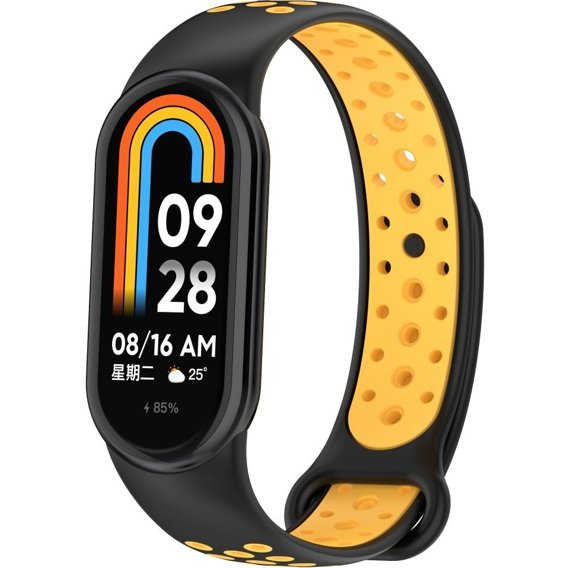 Pasek Silikonowy do Xiaomi Smart Band 8, Czarny / Żółty