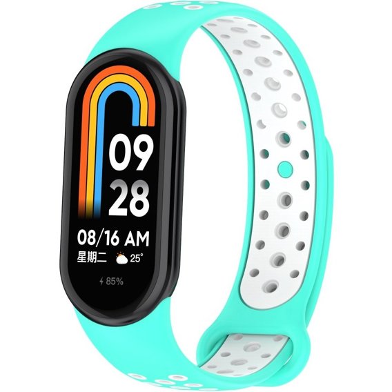 Pasek Silikonowy do Xiaomi Smart Band 8, Zielony / Biały