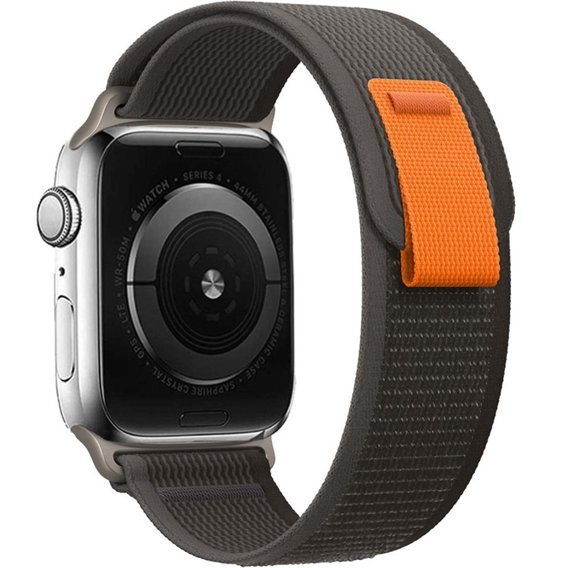 Pasek nylonowy do Apple Watch 1/2/3/4/5/6/7/8/SE/ULTRA 42/44/45/49mm, Szary / Pomarańczowy