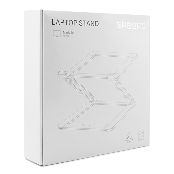 Suport pentru laptop din aluminiu, ERBORD ProDesk Stand, gri