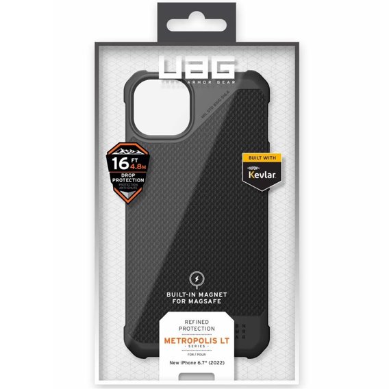 Urban Armor Gear Huse pentru iPhone 14 Plus, Metropolis LT MagSafe Fibr Armr, negru