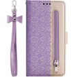 Carcasă cu clapetă pentru Samsung Galaxy A25 5G, Wallet Pocket Zipper Lace, violet