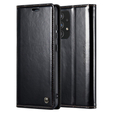 Carcasă flip CASEME pentru Samsung Galaxy A33 5G, Waxy Textured, negru