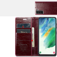 Carcasă flip CASEME pentru Samsung Galaxy S21 FE, Waxy Textured, roșu