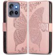 Cu clapetă pentru Motorola Edge 50 Neo, Butterfly, roz rose gold