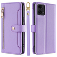 Cu clapetă pentru Motorola Moto G04 / G24 / G24 Power, Wallet Zipper Pocket, violet