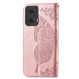 Cu clapetă pentru Motorola Moto G24 / G24 Power / G04, Butterfly, roz rose gold