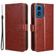 Cu clapetă pentru Motorola Moto G24 / G24 Power / G04, Crazy Horse Wallet, maro