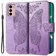 Cu clapetă pentru Motorola Moto G42 4G, Butterfly, violet