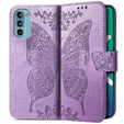 Cu clapetă pentru Motorola Moto G52 / G82 5G, Butterfly, violet