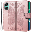 Cu clapetă pentru Oppo A38 4G / Oppo A18 4G, Butterfly, roz rose gold