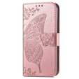 Cu clapetă pentru Oppo A38 4G / Oppo A18 4G, Butterfly, roz rose gold