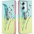 Cu clapetă pentru Oppo A79 5G, Wallet, feather, albastru