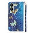 Cu clapetă pentru Samsung Galaxy A05s, Wallet, Butterflies, albastru