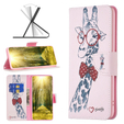 Cu clapetă pentru Samsung Galaxy A35 5G, Wallet, Giraffe roz