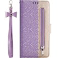 Cu clapetă pentru Samsung Galaxy A54 5G, Wallet Pocket, Zipper Lace, violet