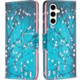 Cu clapetă pentru Samsung Galaxy S23 FE, Wallet, Sakura, albastru