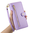 Cu clapetă pentru Samsung Galaxy S24 FE, Wallet Zipper Pocket, violet