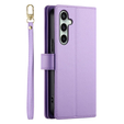 Cu clapetă pentru Samsung Galaxy S24 FE, Wallet Zipper Pocket, violet