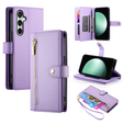 Cu clapetă pentru Samsung Galaxy S24 FE, Wallet Zipper Pocket, violet