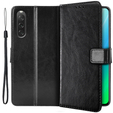 Cu clapetă pentru Sony Xperia 10 V, Crazy Horse Wallet, negru