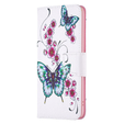 Cu clapetă pentru Xiaomi 13 Lite, Wallet, butterfly & flowers, alb