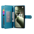 Cu clapetă pentru Xiaomi 14T, Wallet Zipper Pocket, albastru