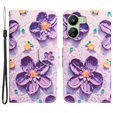 Cu clapetă pentru Xiaomi Redmi 13C / Poco C65, Wallet, Painted Flowers, violet