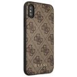 GUESS Huse pentru iPhone XS Max, 4G Metal Gold Logo, maro