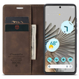 Husa CASEME pentru Google Pixel 7 Pro, Leather Wallet Case, maro