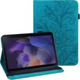 Husă cu clapetă pentru Samsung Galaxy Tab A8 10.5 SM-X200 SM-X205, flower, albastru