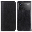 Husa cu clapetă pentru Xiaomi Poco F6 Pro, Split Leather, negru