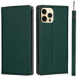 Husă din piele pentru iPhone 13 Pro Max, ERBORD Grain Leather, verde închis