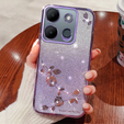 Husă pentru Infinix Smart 7 4G, Glitter Flower, violet