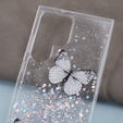 Husă pentru Samsung Galaxy S24 Ultra, Glitter Butterfly, alb